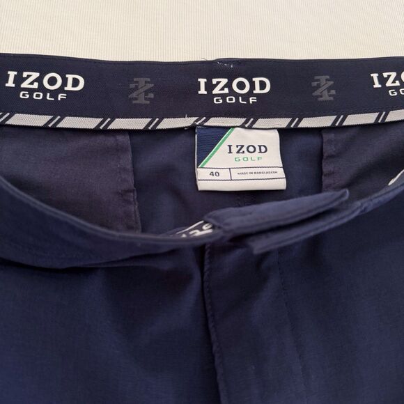 IZOD Golf Shorts Mens Solid Flat Front Navy Size 40 Performance Stretch Flex - Picture 2 of 12